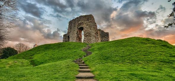 The Castle Ruins photographed with low angle during a sunset.