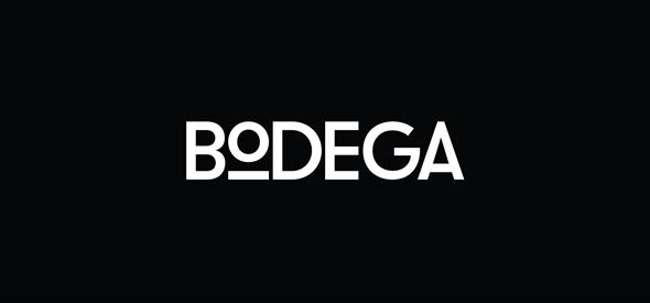 Bodega logo in white text on black background.
