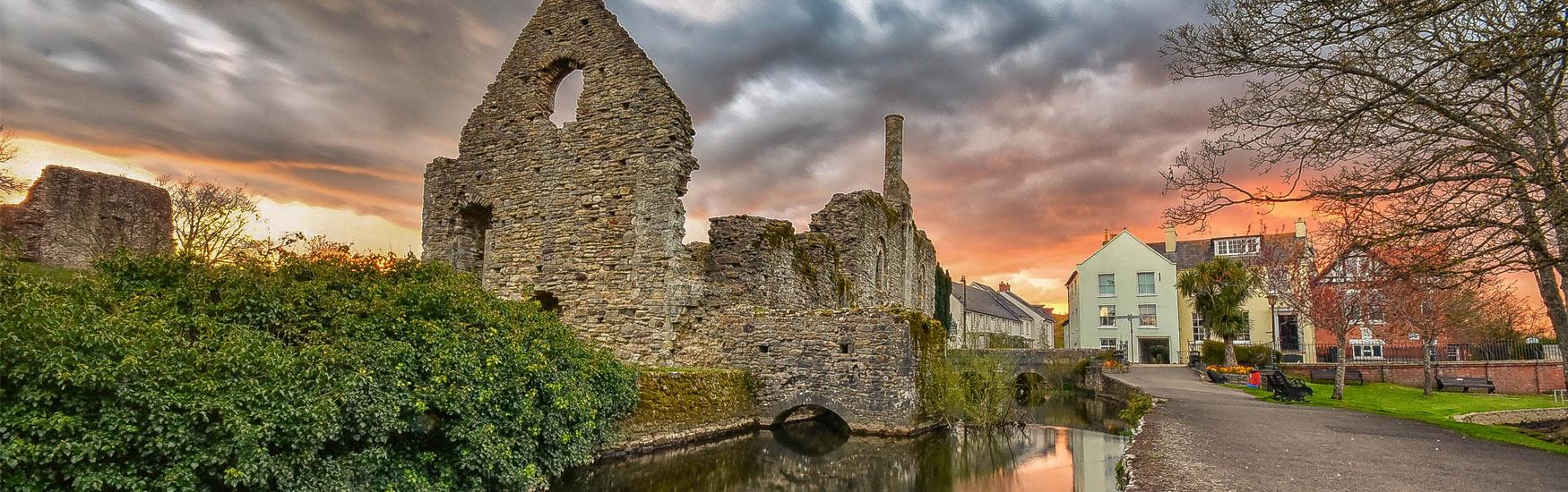 Beautiful image in Christchurch showing the River and Norman House Ruins