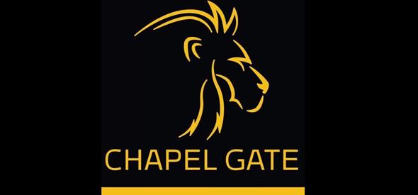 Chapel Gate Golden Lion logo on black background.