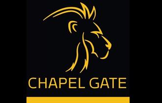 Chapel Gate Golden Lion logo on black background.