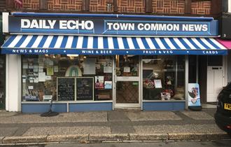 shop front of Town Common News newsagents.