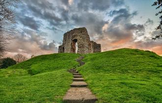 The Castle Ruins photographed with low angle during a sunset.