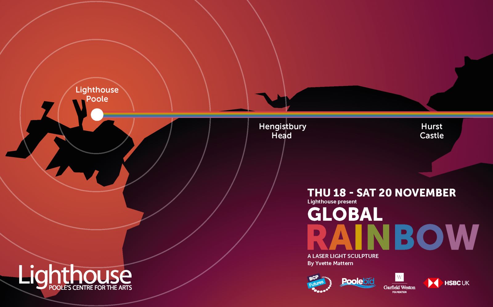 Lighthouse in Poole presents the global rainbow sculpture projected across Bournemouth, Christchurch and Poole 