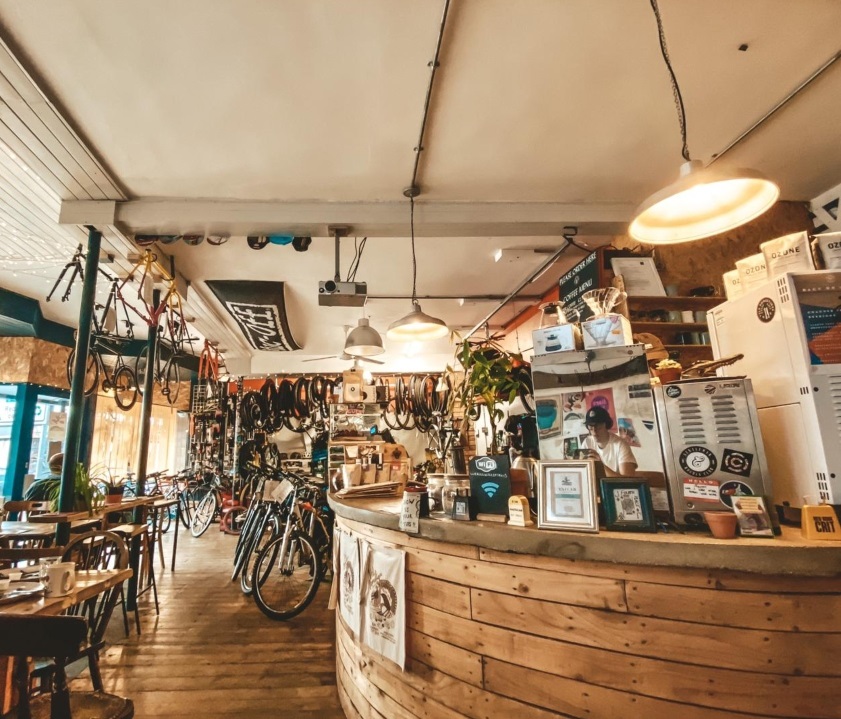 An interior shot of the Velo Domestique coffee shop in Southbourne