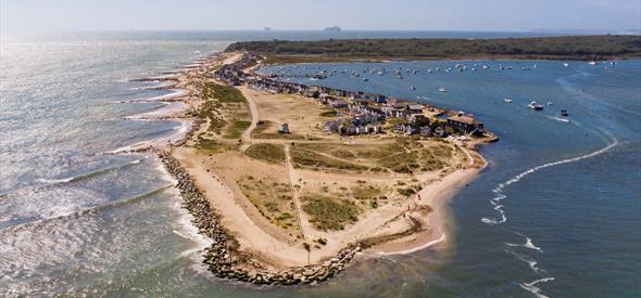 beaches, aerial, birds eye view, shot from above, land, beach, blue sea, blue water, blue sky, boats, beach huts