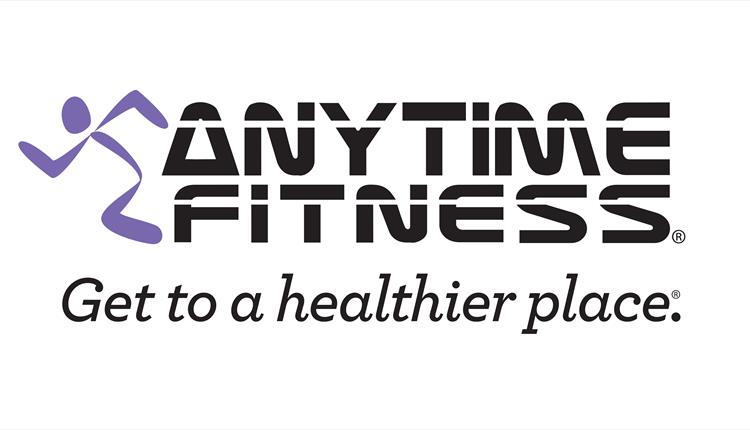 Anytime fitness logo with purple running man.