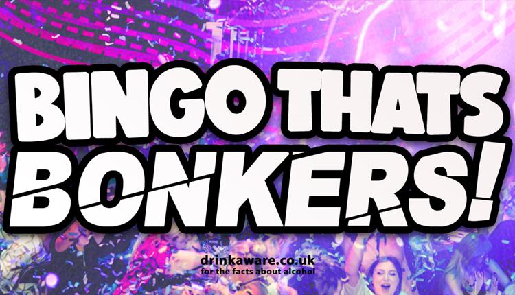Party scene. Text reads "Bingo That's Bonkers!"