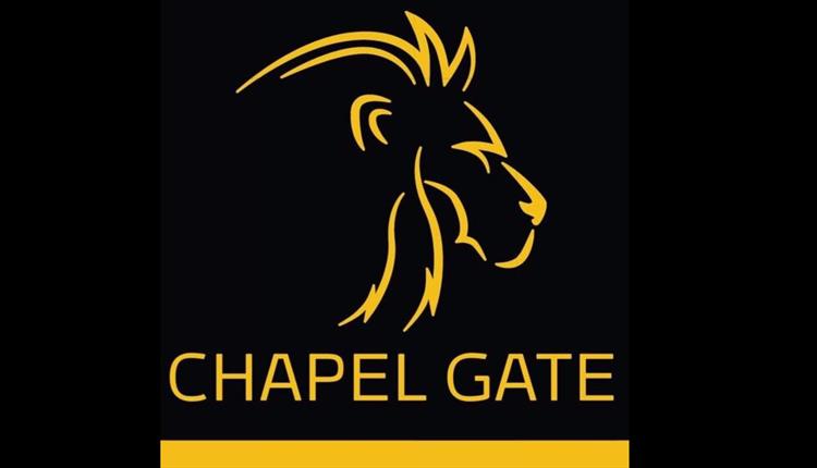 Chapel Gate Golden Lion logo on black background.