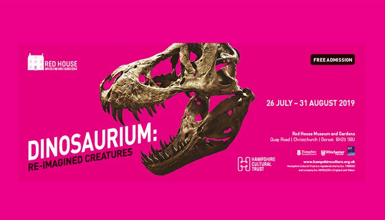 Dino skull on pink background