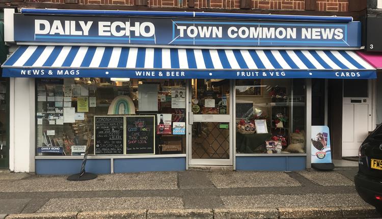 shop front of Town Common News newsagents.