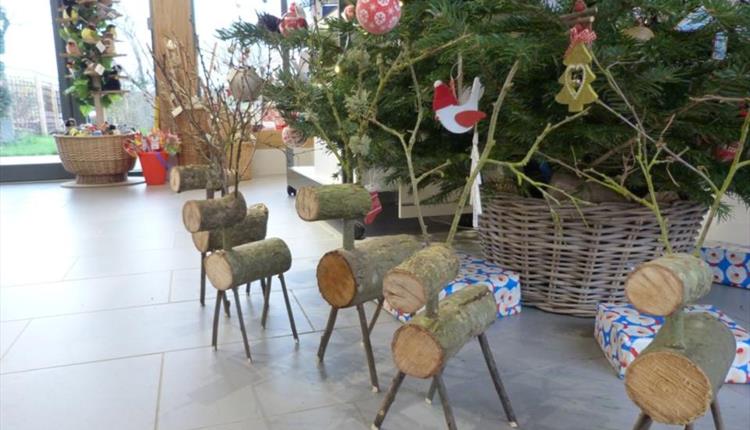 Reindeer Making, photo of handmade log reindeers