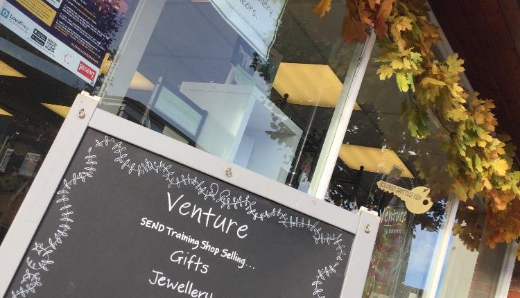 Shop exterior with autumn leaves outside
