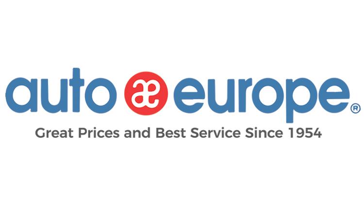 Blue letters with red logo on a white background