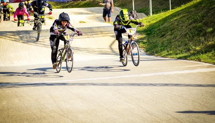 BMX riders racing