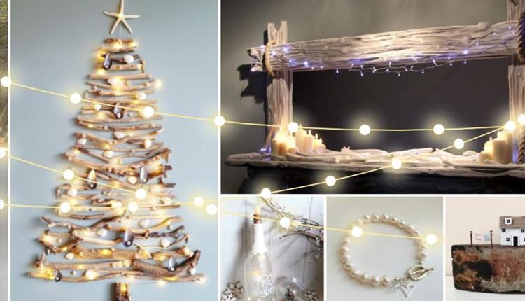 A range of Christmas crafts and gifts with lights across