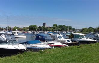Christchurch Harbour and Quay in Dorset, next to the Stour Valley Way