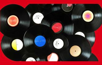 records on display at the Vault