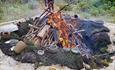 a small bonfire firing pottery