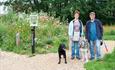 2 people and their dogs on a walk