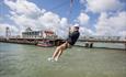 Man using the zipline