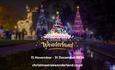 Blurred image of christmas illuminations with the Bournemouth Christmas Tree Wonderland Logo, dates of the 2024 event (15 Nov - 31 Dec 2024) and the w