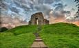 The Castle Ruins photographed with low angle during a sunset.