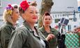 three women dressed in 50s pin up style
