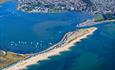 Aerial photo of Mudeford Sandspit facing North East.