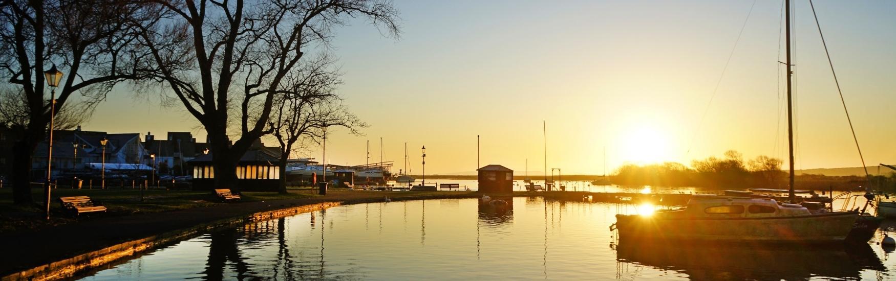 Tranquil scenes as the sunsets at Christchurch quay