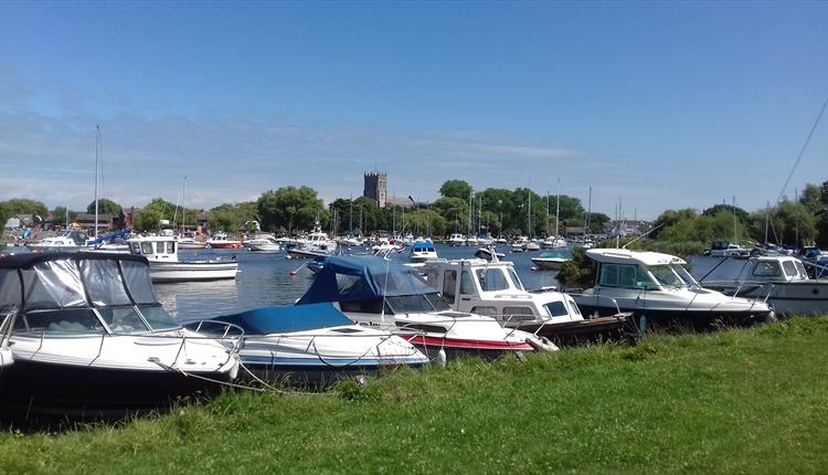 Christchurch Harbour and Quay in Dorset, next to the Stour Valley Way