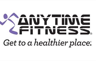 Anytime fitness logo with purple running man.