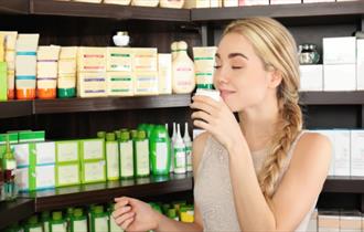 Customer sniffing health product in store