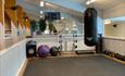 Gym with yoga balls and punch bag