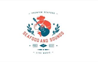Seafood & Sounds Festival poster with a prawn playing the guitar