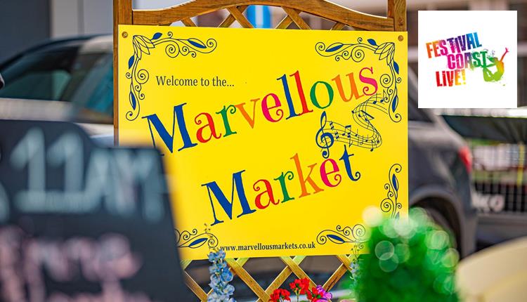 The words 'Marvellous Market' on a bright yellow sign