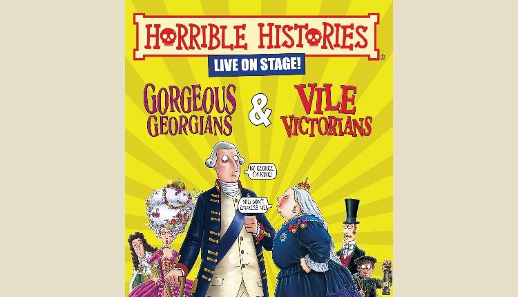 Colourful Cartoon poster representing the live performance of Horrible Histories