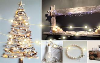 A range of Christmas crafts and gifts with lights across