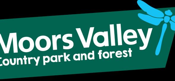 Moors Valley logo with blue butterfly.