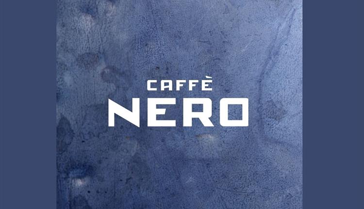 caffe nero logo on blue painted background.