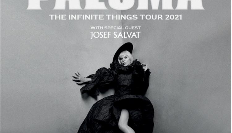 Black and white image of Paloma Faith with the text; The Infinite Things Tour 2021