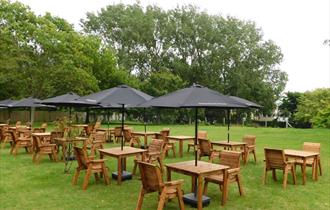 Tables on the lawn