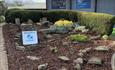 Rockery with plants outside leisure centre